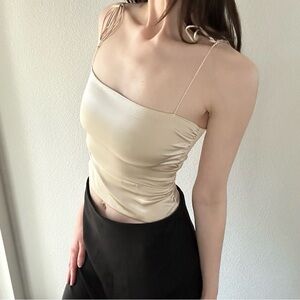 Reformation champagne silk top